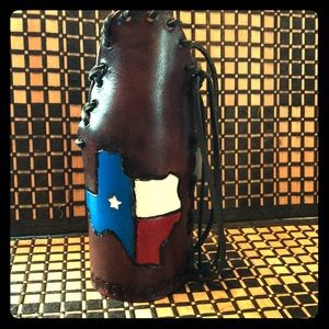 Leather beer bottle koozie